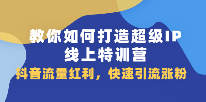 图片[1]-（2093期）教你如何打造超级IP线上特训营，抖音流量红利，快速引流涨粉