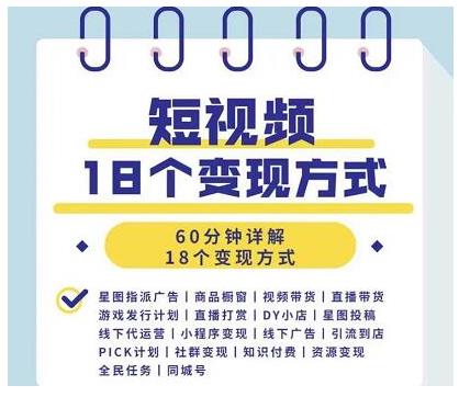 图片[2]-（1893期）短视频18个变现方式：星图指派广告、商铺橱窗、视频带货、直播带货等