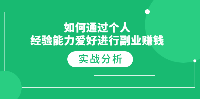 （1771期）如何通过个人经验能力爱好进行副业赚钱，多种实战赚钱分析（完结）