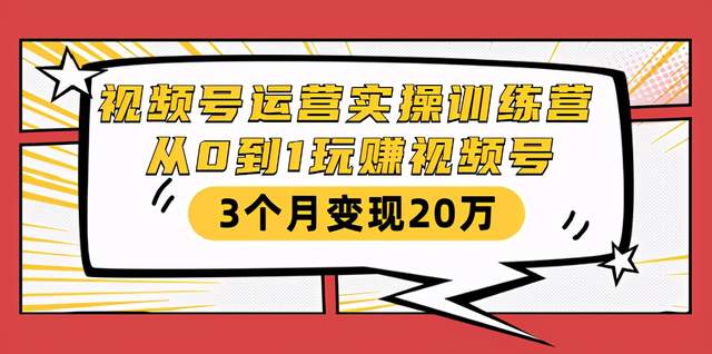 图片[1]-视频号运营实操训练营：从0到1玩赚视频号，3个月变现20万