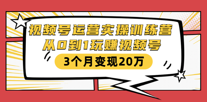 图片[1]-（1596期）视频号运营实操训练营：从0到1玩赚视频号，3个月变现20万