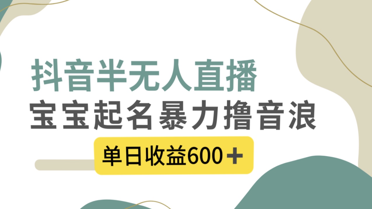 图片[1]-（8192期）抖音半无人直播，宝宝起名，暴力撸音浪，单日收益600+