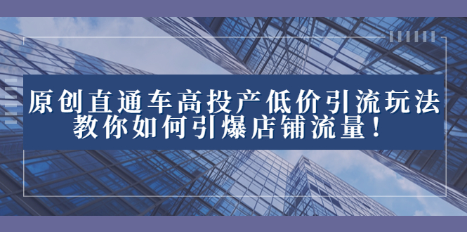 图片[1]-（8197期）原创直通车高投产低价引流玩法，教你如何引爆店铺流量！