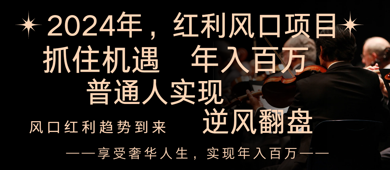 图片[1]-（8418期）2024红利风口项目来袭，享受第一波红利，逆风翻盘普通人也能实现，年入百万