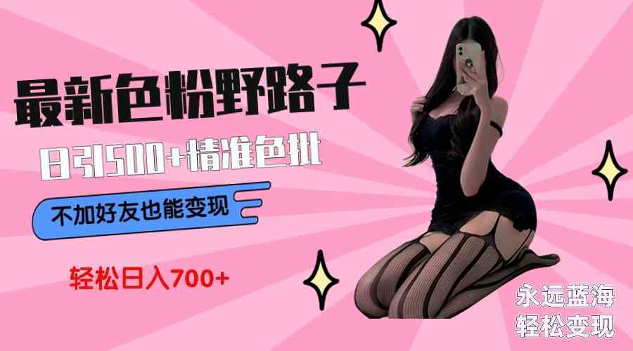 （9119期）最新色粉变现野路子，日引500+老色批 可不加好友直接变现 小白轻松日入700+-逐风项目库