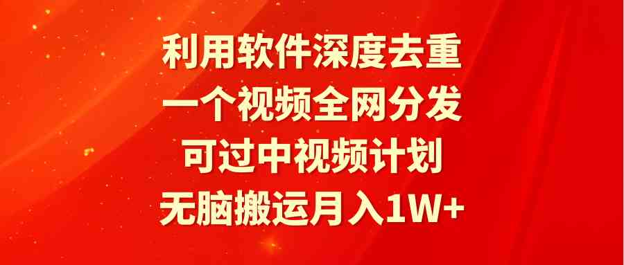 （9224期）利用软件深度去重，一个视频全网分发，可过中视频计划，无脑搬运月入1W+-逐风项目库