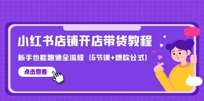 （9883期）最新小红书店铺开店带货教程，新手也能跑通全流程（6节课+爆款公式）