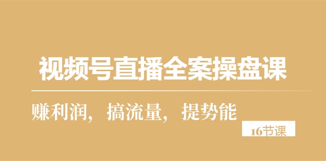 图片[1]-（10207期）视频号直播全案操盘课，赚利润，搞流量，提势能（16节课）