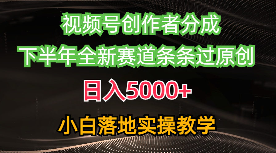 图片[1]-（10294期）视频号创作者分成最新玩法，日入5000+  下半年全新赛道条条过原创，小…