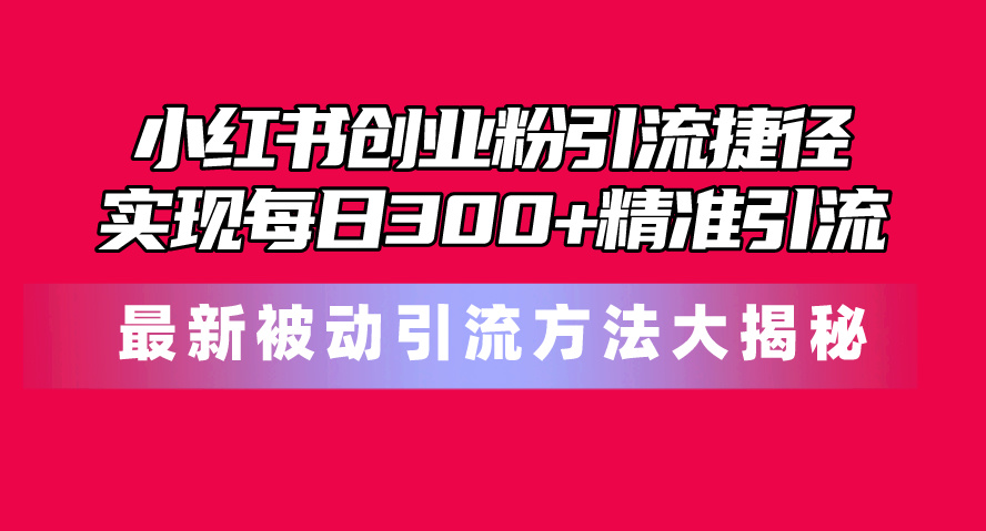 图片[1]-（10692期）小红书创业粉引流捷径！最新被动引流方法大揭秘，实现每日300+精准引流