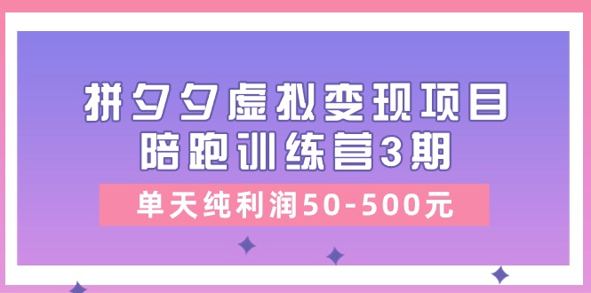 图片[1]-（11000期）某收费培训《拼夕夕虚拟变现项目陪跑训练营3期》单天纯利润50-500元