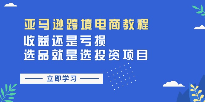 图片[1]-（11432期）亚马逊跨境电商教程：收益还是亏损！选品就是选投资项目