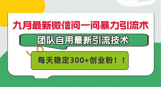 图片[1]-（12735期）九月最新微信问一问暴力引流术，团队自用引流术，每天稳定300+创…
