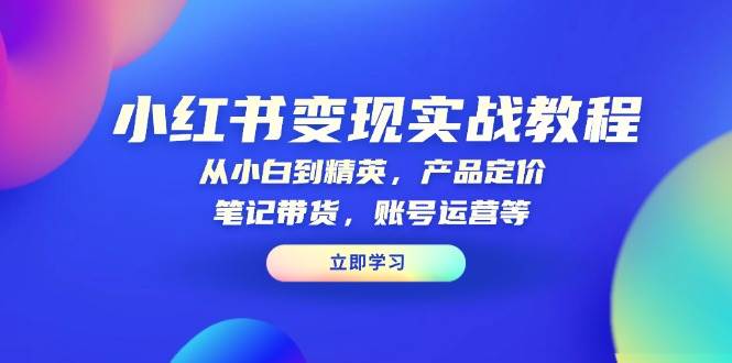 图片[1]-（13923期）小红书变现实战教程：从小白到精英，产品定价，笔记带货，账号运营等