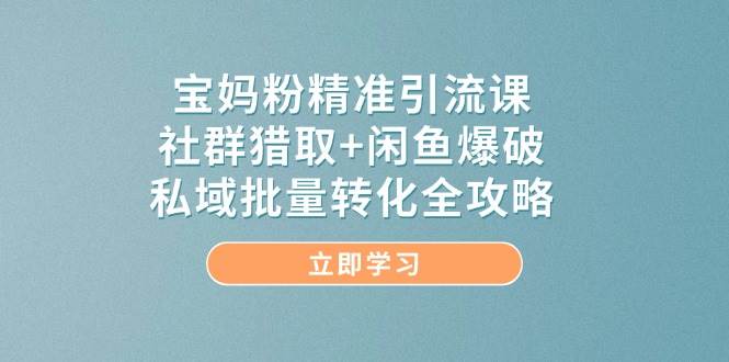 图片[1]-（14820期）宝妈粉精准引流课，社群猎取+闲鱼爆破，私域批量转化全攻略