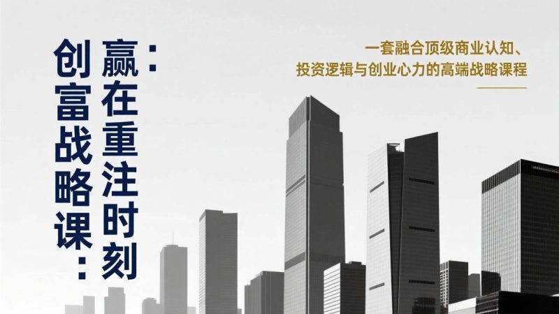 （17337期）《创富战略课：赢在重注时刻》一套融合顶级商业认知、投资逻辑与创业心力的高端战略课程-逐风项目库