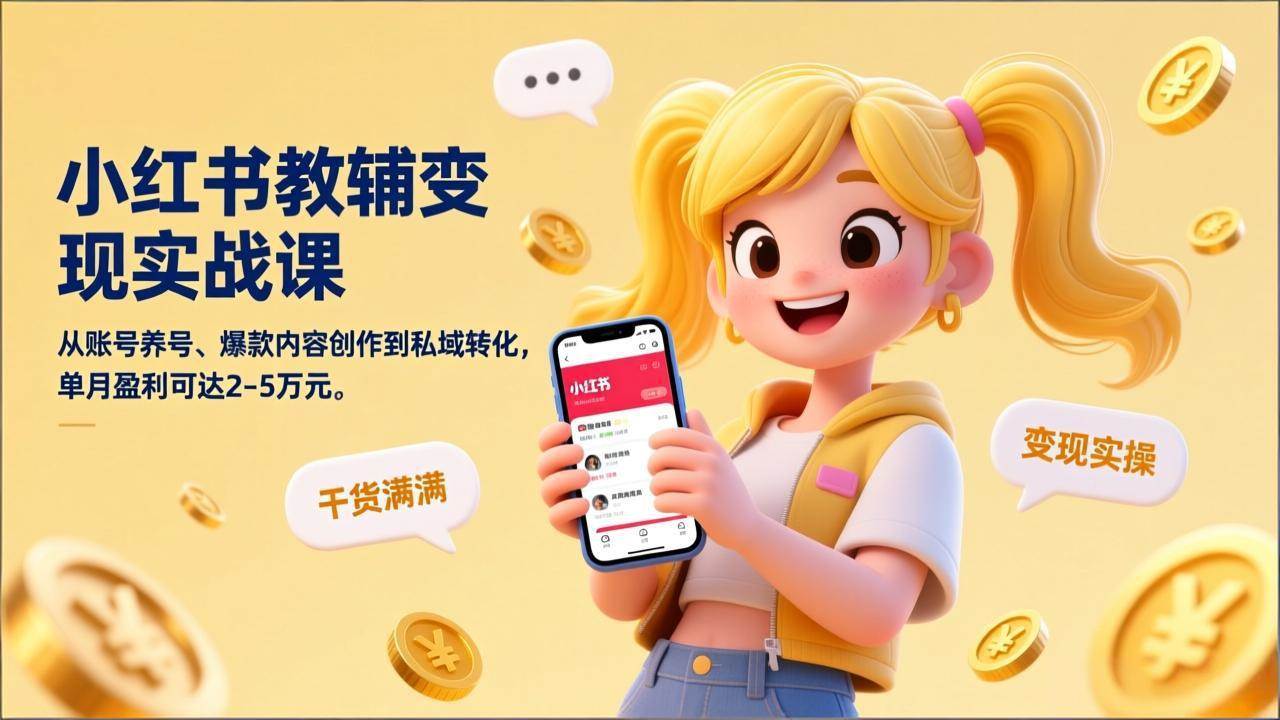 图片[1]-（17334期）小红书教辅变现实战课，从账号养号、爆款内容创作到私域转化，单月盈利可达2-5万元