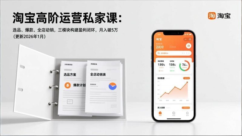 （17280期）淘宝高阶运营私家课：选品、爆款、全店动销，三模块构建盈利闭环，月入破5万（更新26年1月）-逐风项目库