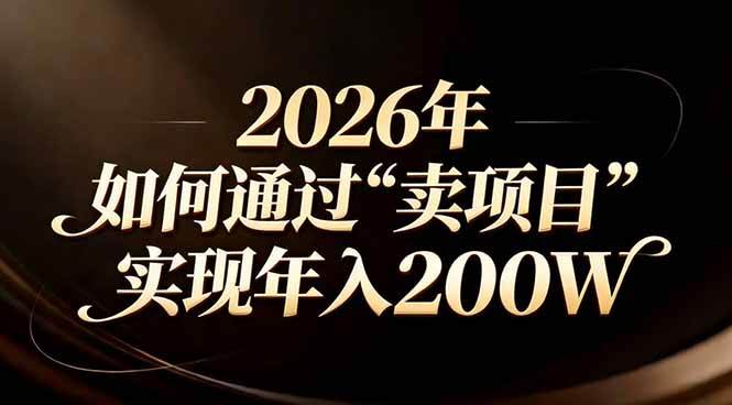 （17309期）站在2026年的十字路口：一个普通人如何通过卖项目实现年入200万-逐风项目库