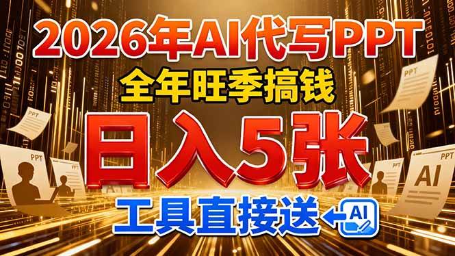 （17302期）2026用AI代写 PPT，全年旺季搞钱，日入 5张，工具直接送！-逐风项目库