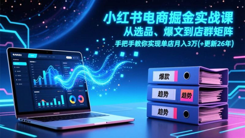 (17290期)小红书电商掘金实战课,从选品、爆文到店群矩阵,手把手教你实现单店月入3万+(更新26年)-逐风项目库