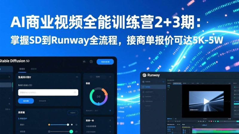 （17235期）AI商业视频全能训练营2+3期：掌握SD到Runway全流程，接商单报价可达5K-5W-逐风项目库