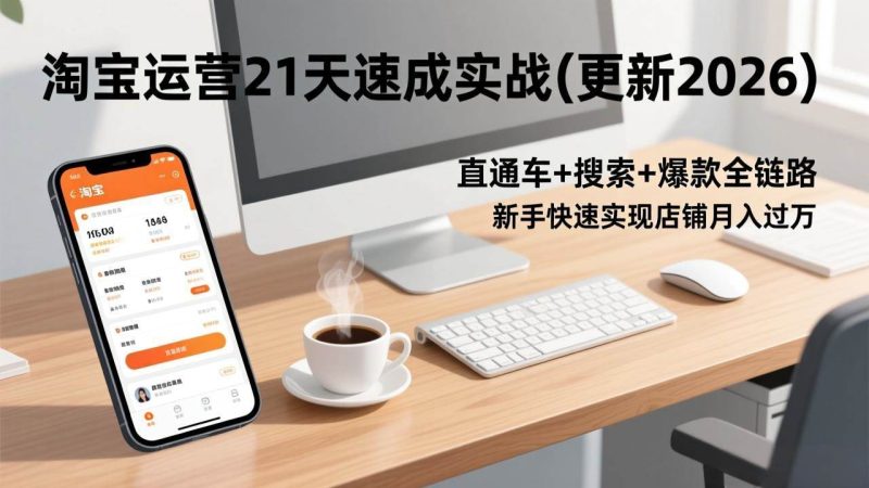 (17201期)淘宝运营21天速成实战(更新2026),直通车+搜索+爆款全链路,新手快速实现店铺月入过万-逐风项目库