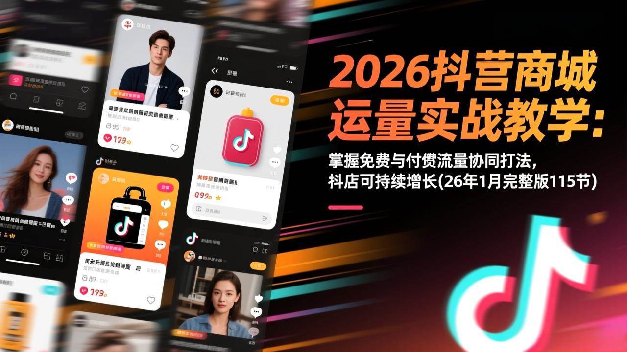 (17165期)2026抖音商城运营实战教学:掌握免费与付费流量协同打法,抖店可持续增长(26年1月完整版115节)