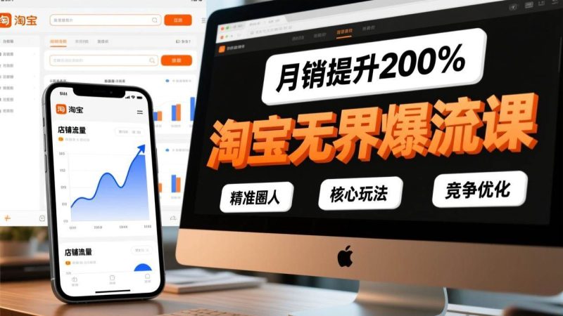 （17132期）淘宝无界爆流课，精准圈人、核心玩法、竞争优化，快速引爆店铺流量，月销提升200%-逐风项目库
