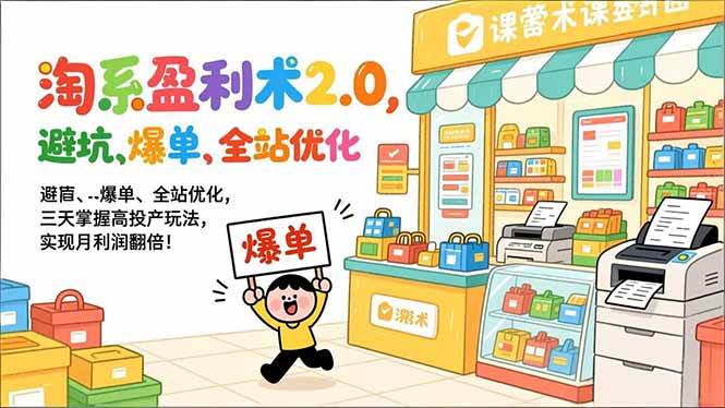 (17127期)淘系盈利术2.0,避坑、爆单、全站优化,三天掌握高投产玩法,实现月利润翻倍!-逐风项目库