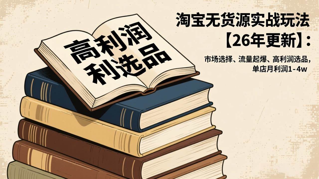 图片[1]-（17046期）淘宝无货源实战玩法【26年更新】：市场选择、流量起爆、高利润选品，单店月利润1-4w