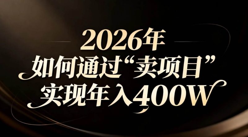 （16999期）2026年如何通过“卖项目”实现年入百万-逐风项目库