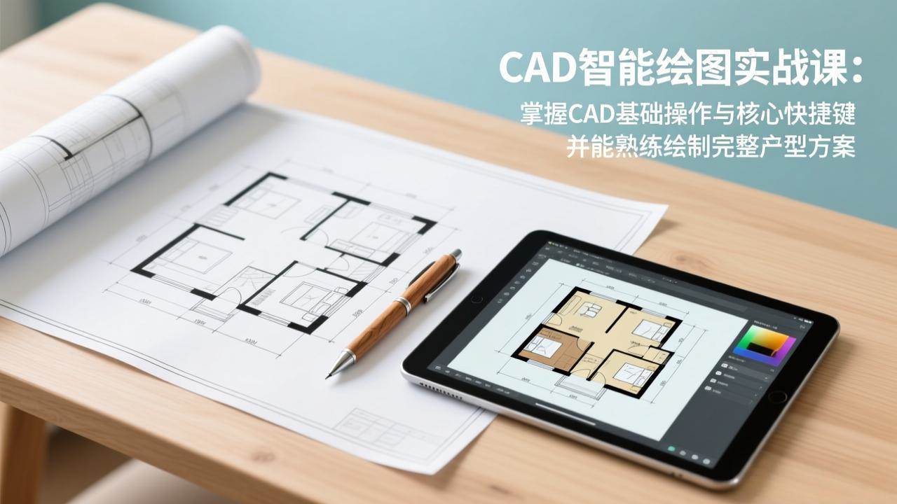 (17348期)CAD智能绘图实战课:掌握CAD基础操作与核心快捷键,并能熟练绘制完整户型方案
